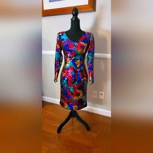 Vintage 1980s black tie sequined dress size 8